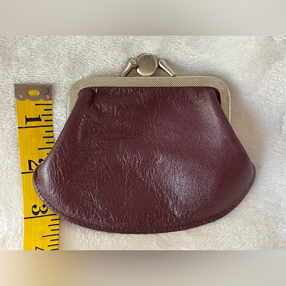 Vintage genuine leather kiss lock 2 side purse wallet burgundy, wine, color - Picture 7 of 7